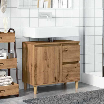 Waskastje – Onderkast – Badkamerkast – Opbergkast – Kast Voor Wastafel – Artisan Eikenhout – Compact 65x33x60 cm – Ruimtebesparend Ontwerp – Modern Minimalistisch