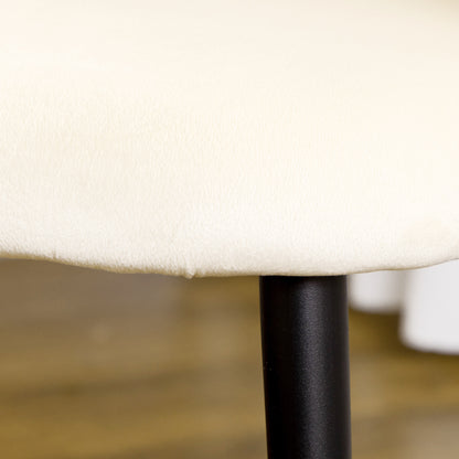 Eetkamerstoelen – Stoelen – Keukenstoelen – Fluwelen Stoelen – Scandinavische Stoelen – Set Van 2 – Crème Fluweel Bekleding – Zwart Metalen Onderstel