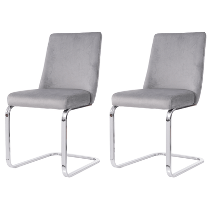 Eetkamerstoel – Stoel – Dining Chair – Zetel – Luxe Stoel – Grijs – Velvet Bekleding – Diamantpatroon Rugleuning – Stevige Zilveren Metalen Poten
