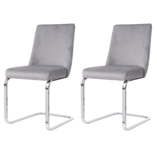 Eetkamerstoel – Stoel – Dining Chair – Zetel – Luxe Stoel – Grijs – Velvet Bekleding – Diamantpatroon Rugleuning – Stevige Zilveren Metalen Poten