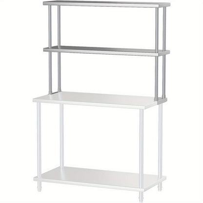 Stainless Steel 30.48cm x 121.92cm Heavy-Duty Commercial Overshelf - 2-Tier Adjustable Height Kitchen Shelving (Supports 163.29 KG) with Sturdy Legs, Space-Saving Design for Restaurant & Home Prep Tables, Dish Storage - Easy to Clean, Durable Stainless St