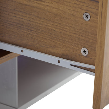 Heavy-Duty Metal TV Stand for up to 70-Inch TVs - Modern Entertainment Center with Glass Panel Shelf & 2 Storage Drawers, Sturdy Construction, Easy Assembly Living Room/Bedroom Media Console - White, Tv Table for Living Room