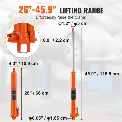 Hydraulische Langslagkrik – Hydraulische Krik – Langslag Krik – Motor Hefcilinder – Garage Krik – 8 Ton Draagvermogen – Single Piston Pomp