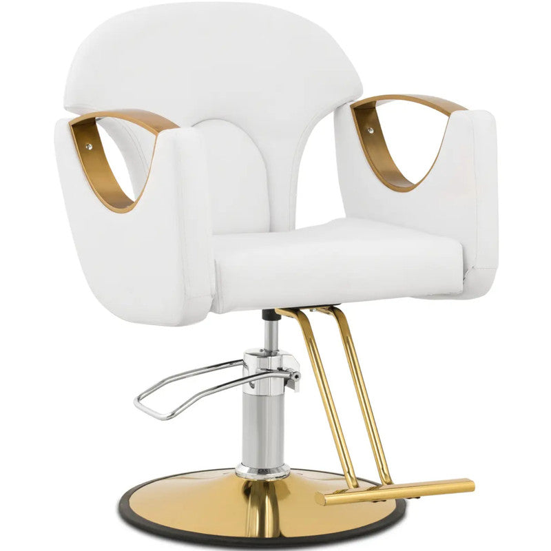BARTON Barber Chair with Footrest - White - QUORE