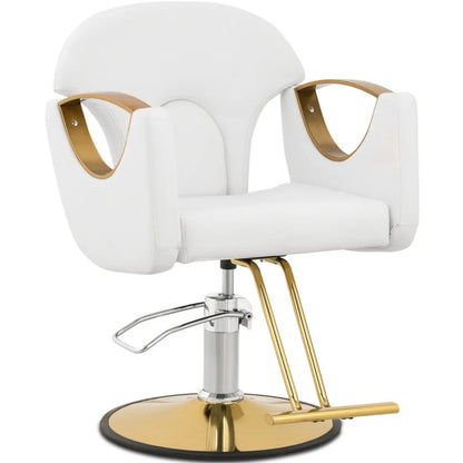 BARTON Barber Chair with Footrest - White - QUORE