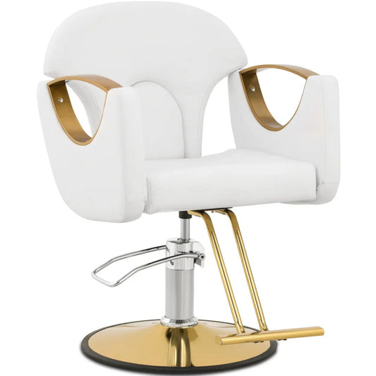 BARTON Barber Chair with Footrest - White - QUORE
