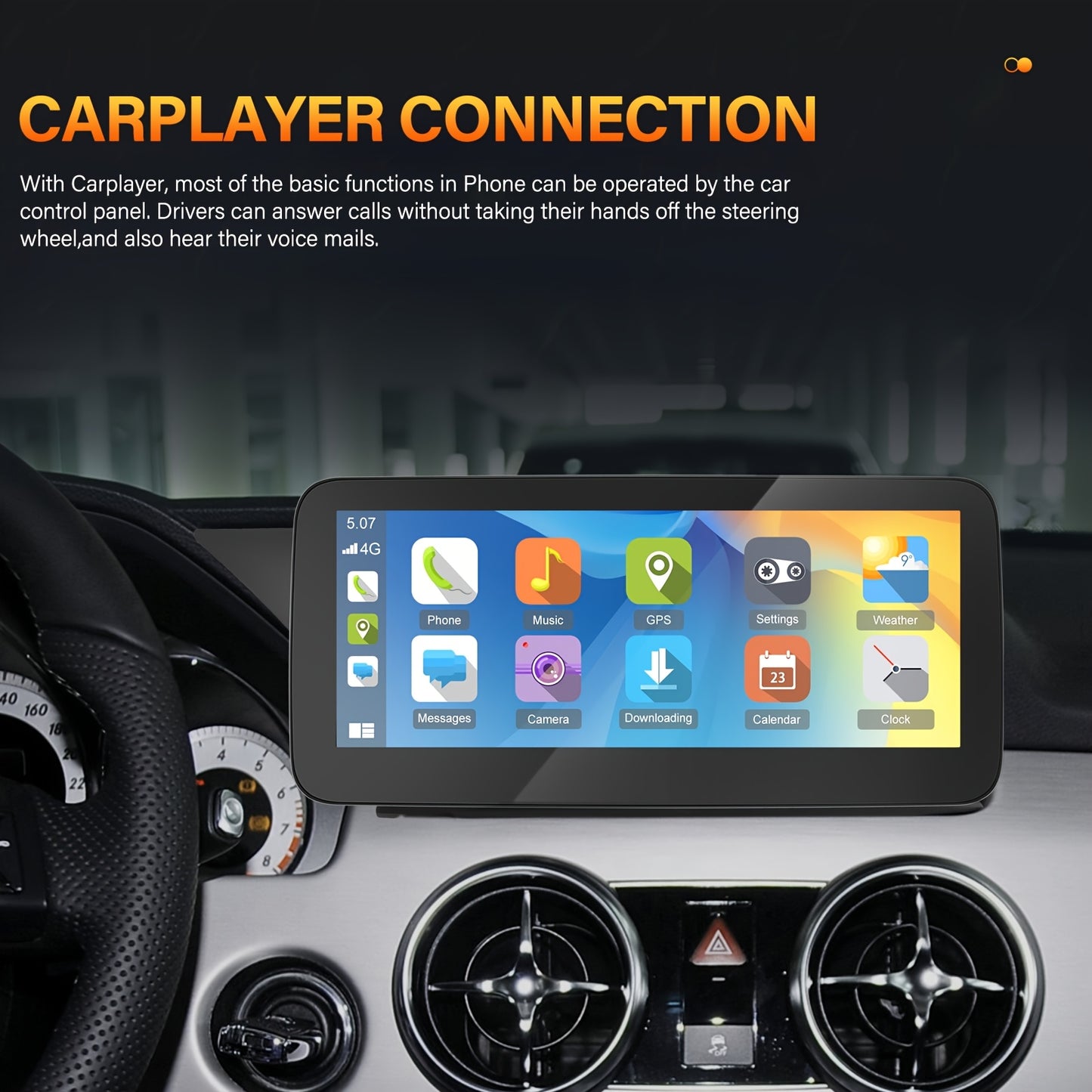 4GB (RAM)+64GB (ROM) Android 13 Double Din Car Stereo Car Audio 26.04 cm HD IPS TouchScreen 8 Core with Wireless Carplay, Wireless Android Auto, Mirror Link, Built-in WIFI/GPS/FM/DSP, Car Multimedia Player Supports 4K Video P