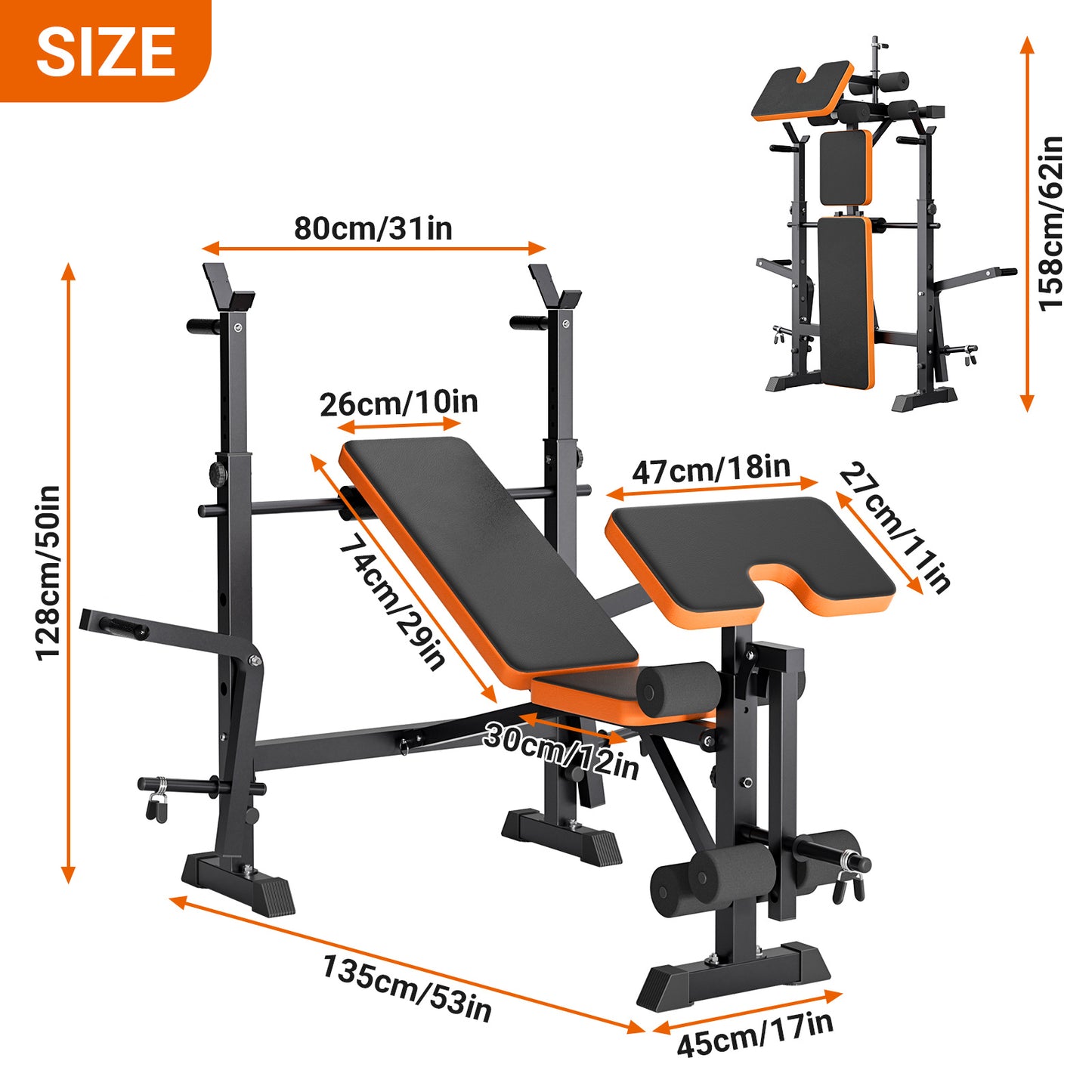 Bankdrukbank – Halterbank – Fitnessbank – Trainingsbank – Bench Press – Verstelbaar – Multifunctioneel Met Squat Rack & Leg Extension – Max. Belastbaar 150 kg