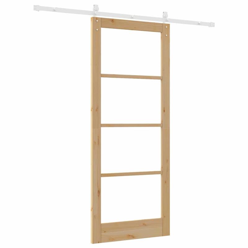 Ruimteverdeler – Roomdivider – Scheidingswand – Schuifwand – Kamerscherm – Massief Grenenhout – Schuifsysteem – 86x211 cm – Bruin Paneel Met Wit Railsysteem – Handmatig Opvouwbaar – Ruimtebesparend
