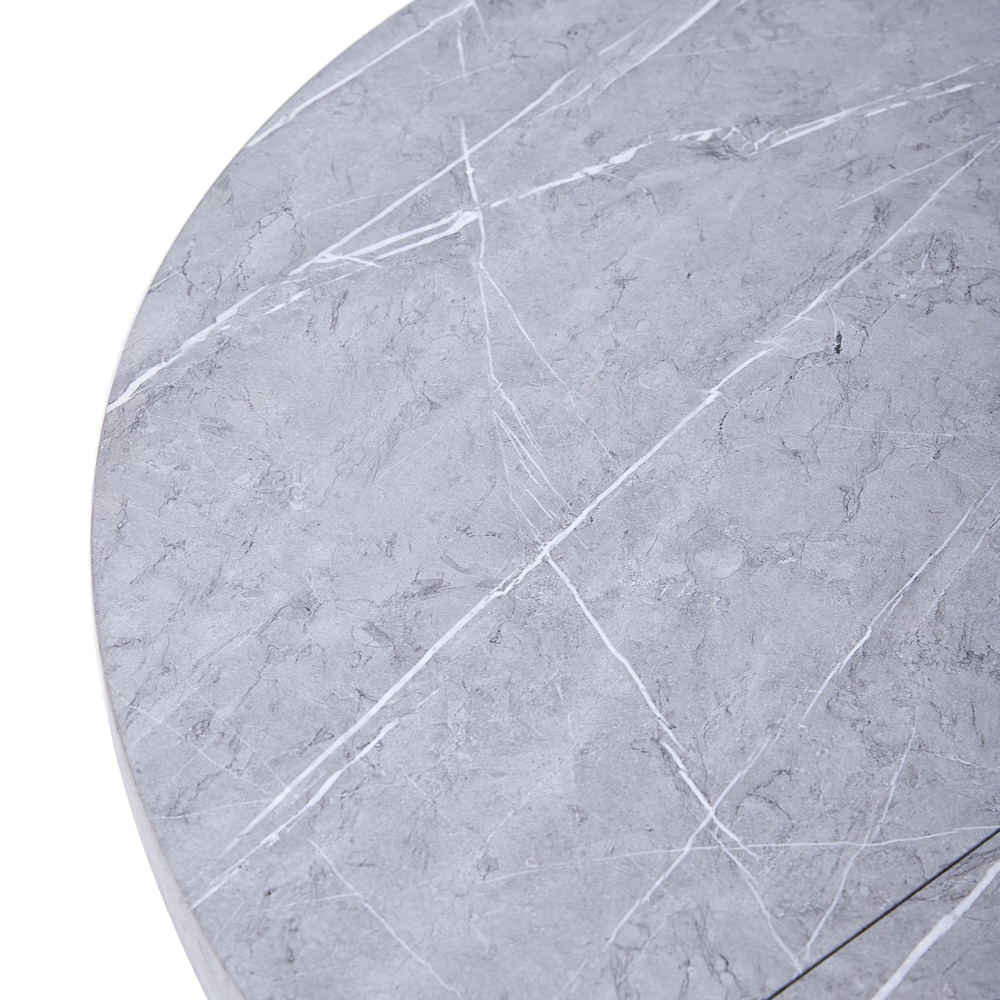 Ronde Eettafel – Eettafel Rond – Keukentafel – Tafel 4 Personen – Eettafel 6 Personen – 100 cm Diameter – MDF Marmerprint – Metalen X-Poot – Kras- en Hittebestendig – Compact Ruimtebesparend – Grijs