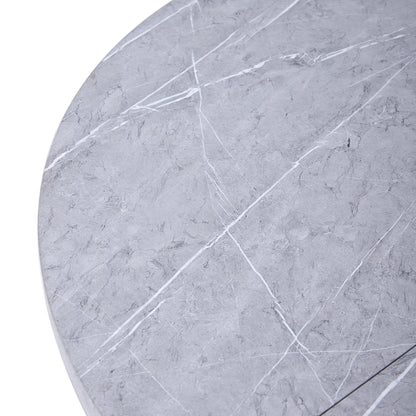 Ronde Eettafel – Eettafel Rond – Keukentafel – Tafel 4 Personen – Eettafel 6 Personen – 100 cm Diameter – MDF Marmerprint – Metalen X-Poot – Kras- en Hittebestendig – Compact Ruimtebesparend – Grijs