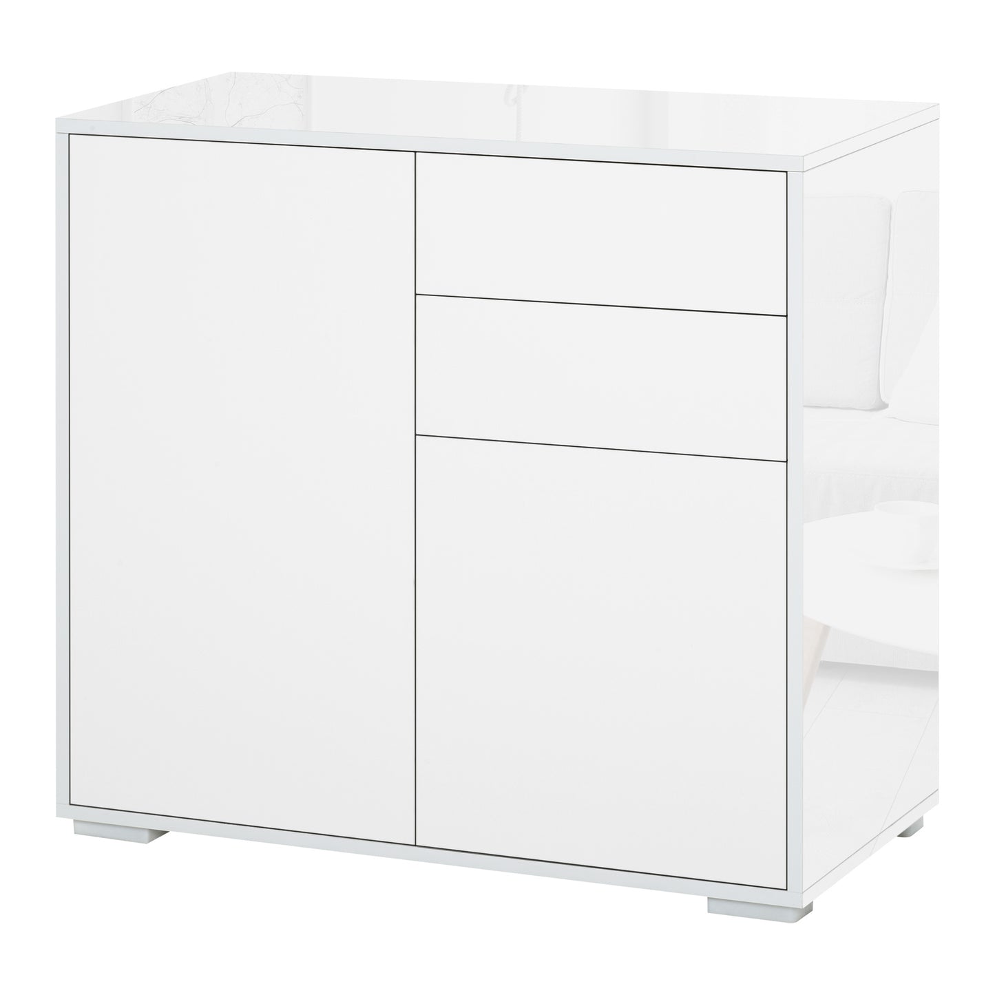 Commode – Buffetkast – Opbergkast – Dressoir – Kast – 2 Laden en 2 Deuren – Wit – 79 x 36 x 74 cm – Hoogwaardige Houten Constructie