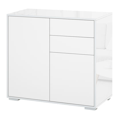 Commode – Buffetkast – Opbergkast – Dressoir – Kast – 2 Laden en 2 Deuren – Wit – 79 x 36 x 74 cm – Hoogwaardige Houten Constructie