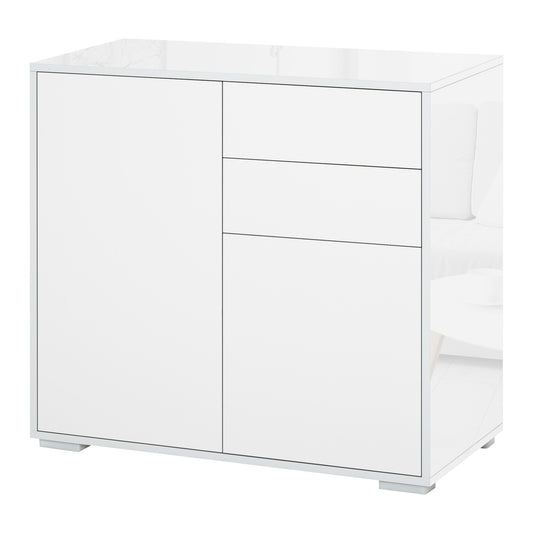 Commode – Buffetkast – Opbergkast – Dressoir – Kast – 2 Laden en 2 Deuren – Wit – 79 x 36 x 74 cm – Hoogwaardige Houten Constructie