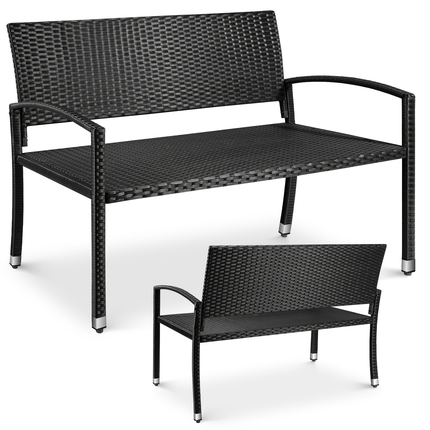 Rattan Lounge Bench, Poly Rattan Double Bench, 2-seater Garden Balcony Bench, Living Room Lounge Chair, Load Capacity 320 Kg, 122 X 62 X 90 Cm, Comfortable Garden Furniture Bench, Park Bench, Double-sided Rattan Bench