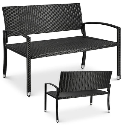 Rattan Lounge Bench, Poly Rattan Double Bench, 2-seater Garden Balcony Bench, Living Room Lounge Chair, Load Capacity 320 Kg, 122 X 62 X 90 Cm, Comfortable Garden Furniture Bench, Park Bench, Double-sided Rattan Bench