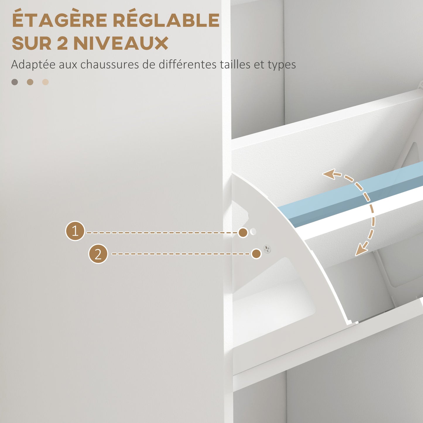 Schoenenkast – Schoenenrek – Schoenenopberger – Schoenenbank – Halmeubel – 3 Deuren – Verstelbare Planken – Wit – Compact – MDF