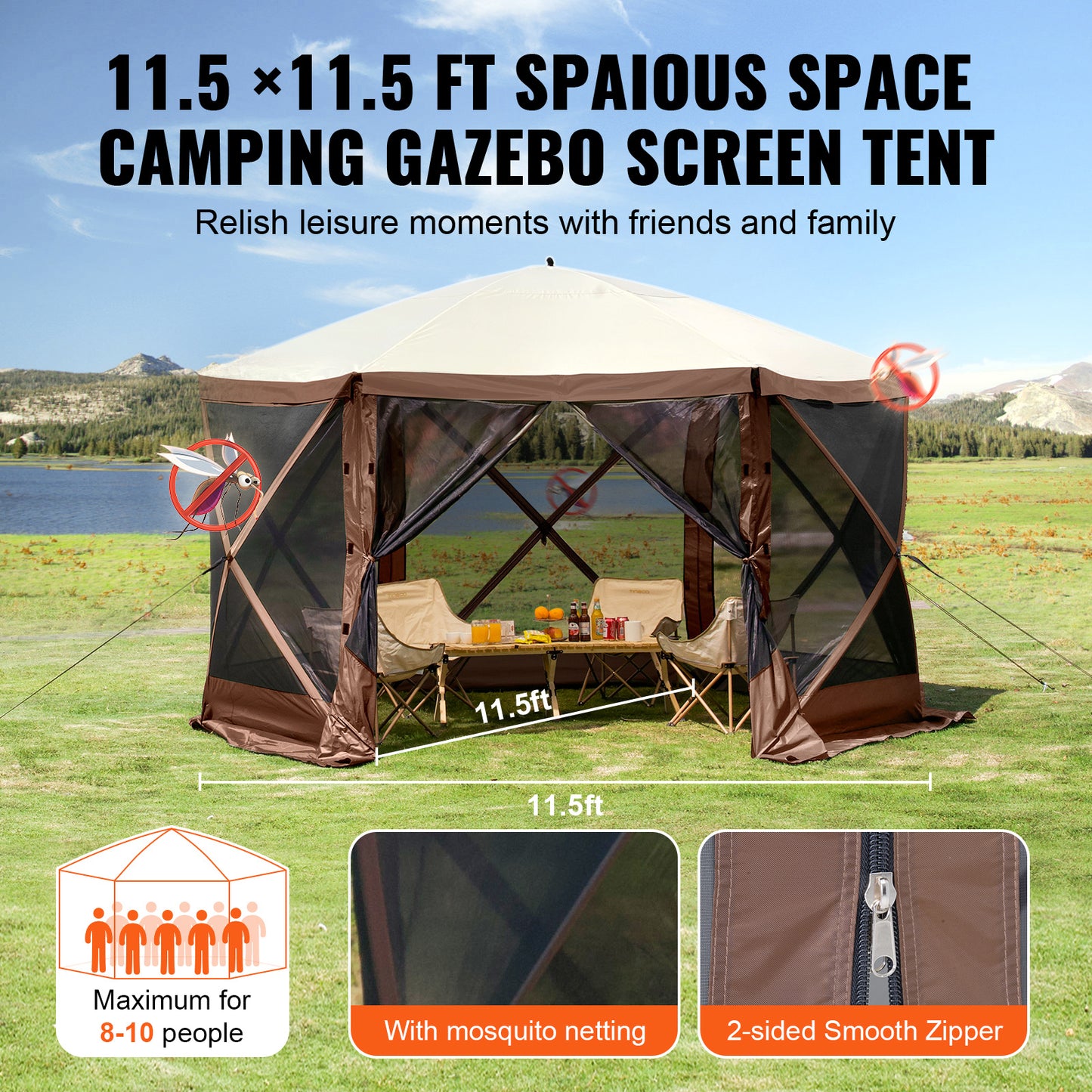Partytent – Paviljoen – Pop-up Tent – Feesttent – Tuinentent – 350x350 cm – 300D Oxford Polyester – UV-Bescherming UPF 50+