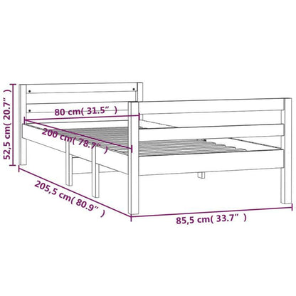 Bed Frame Without Materasso Bianco 80x200cm Wood Massello Pino Removable and durable