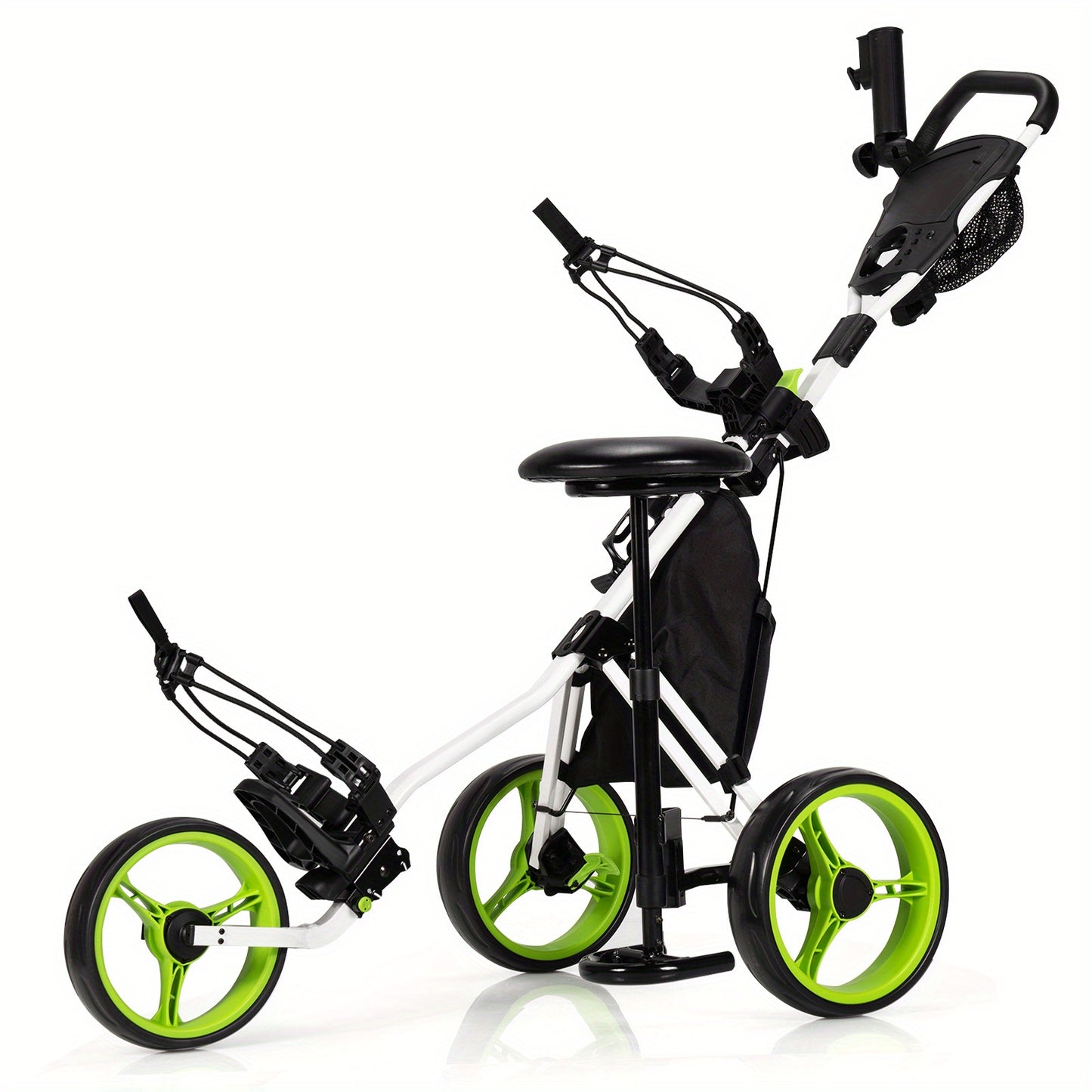 Golfbuggy – Golftrolley – Golfpushcart – Golfkar – Golfwagen – Lichtgewicht Opvouwbaar – Verstelbaar Zitje & Handgreep – Duurzaam PP Materiaal – Ergonomisch Design