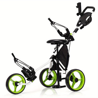 Golfbuggy – Golftrolley – Golfpushcart – Golfkar – Golfwagen – Lichtgewicht Opvouwbaar – Verstelbaar Zitje & Handgreep – Duurzaam PP Materiaal – Ergonomisch Design