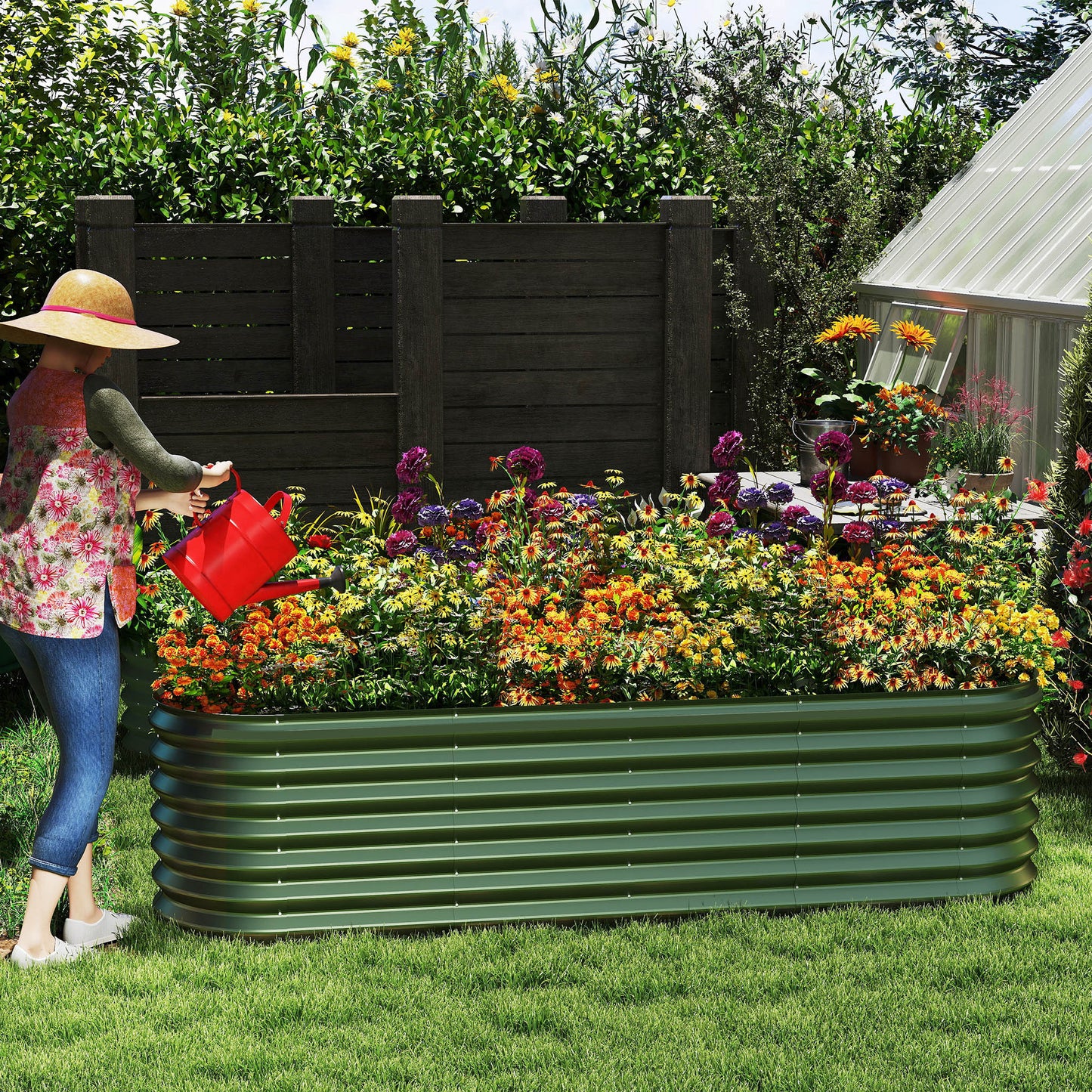 Hoogtebak Tuin – Verhoogd Plantenbed – Moestuinbak – Kruidenbak – Bloembak – Ovaal 300x60x60 cm – Gegalvaniseerd Staal – Roestvrij & Weerbestendig
