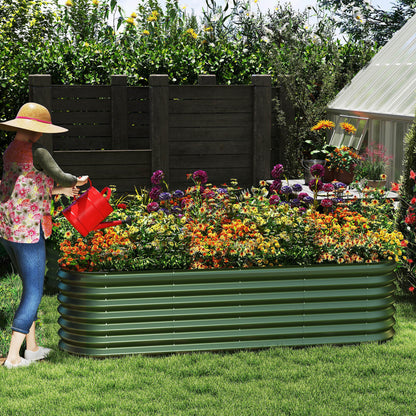 Hoogtebak Tuin – Verhoogd Plantenbed – Moestuinbak – Kruidenbak – Bloembak – Ovaal 300x60x60 cm – Gegalvaniseerd Staal – Roestvrij & Weerbestendig