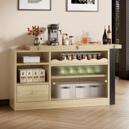 Uitklaptafel – Klaptafel – Vouwtafel – Eettafel – Uitschuifbare Tafel – 360° Draaibaar – Ruimtebesparend Met Opbergruimte – Stevig Metalen Frame – Natuurlijk Houtkleur & Zwart