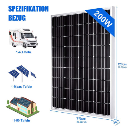 Zonnepanelen Set Camping – Zonne-Energiesysteem – Zonnepaneel Kit – Off-Grid Stroom – Camper Zonnepaneel Set – 400W Totaal Vermogen – 40A Mppt Laadregelaar Included