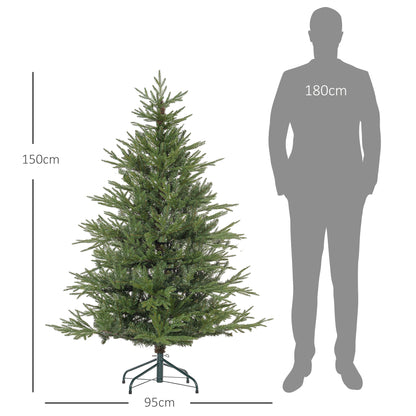 Kerstboom – Kunstkerstboom – Kunstboom – Decoratieve Kerstboom – Dennenboom – 150 cm Hoogte – Vlamvertragend Metalen Standaard
