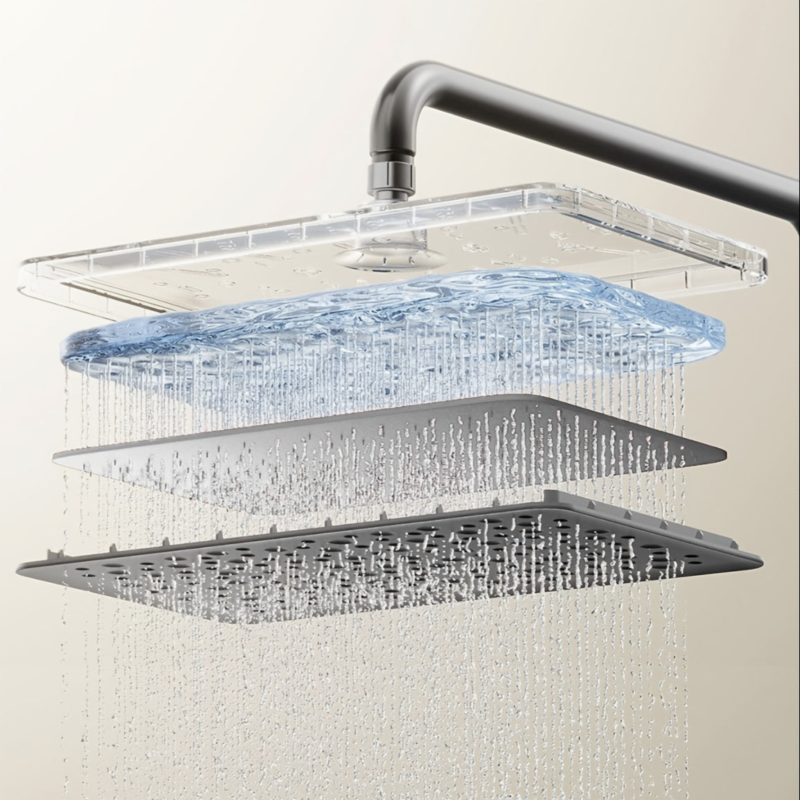 Thermostatische Douchekop – Regendouche – Douchekop Set – Badkamerkraan – Thermostaatkraan – Gungrijs – Drukversterkend – Modern Design