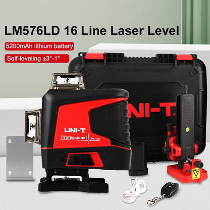 Laserwaterpas – Lijnlaser – 16-Lijnen Laser – Zelfnivellerend – Groene Laserstraal – Oplaadbare Lithiumbatterij – 360° Dekking – Draadloos Gebruik