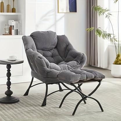 Modern Lazy Susan Ottoman Chair with Footrest & Armrests - Space-Saving Accent Chair with Side Pockets, Soft Cushioned Seat & Backrest, Easy Assembly for  Spaces, Living Room, Bedroom, Corner - Black & Neutral Tones, Durable