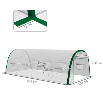 Kas – Tuinkas – Serre – Tunnelkas – Kweekkas – 18 m² – 24 mm Stalen Frame – PE Doek Met Rasterstructuur