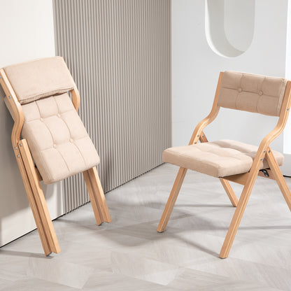 Houten Inklapbare Stoelen – Klapstoel – Vouwstoel – Extra Zitplaats – Zitstoel – Hardhout – Zacht Kussen – Compact Opvouwbaar