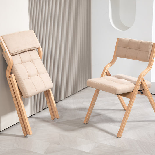 Houten Inklapbare Stoelen – Klapstoel – Vouwstoel – Extra Zitplaats – Zitstoel – Hardhout – Zacht Kussen – Compact Opvouwbaar