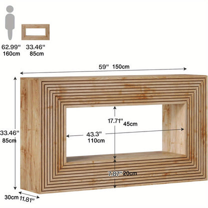 Rustieke Sidetable – Smalle Haltafel – Landelijke Tafel – Opbergtafel – Bijzettafel – Massief Houten Constructie – Ruimtebesparend Ontwerp – 2 Opbergvakken – Eenvoudige Montage