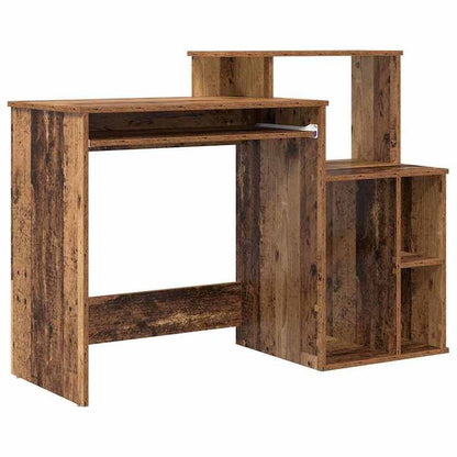 Modern Oak Wood Desk with Storage - Large Spacious Table, Treated Wood (Oak Veneer Top), Minimalist Aged Wood, Sturdy & Smooth Surface for Office, Study, or Workspace - Easy Assembly, 120.5x44x88.5cm