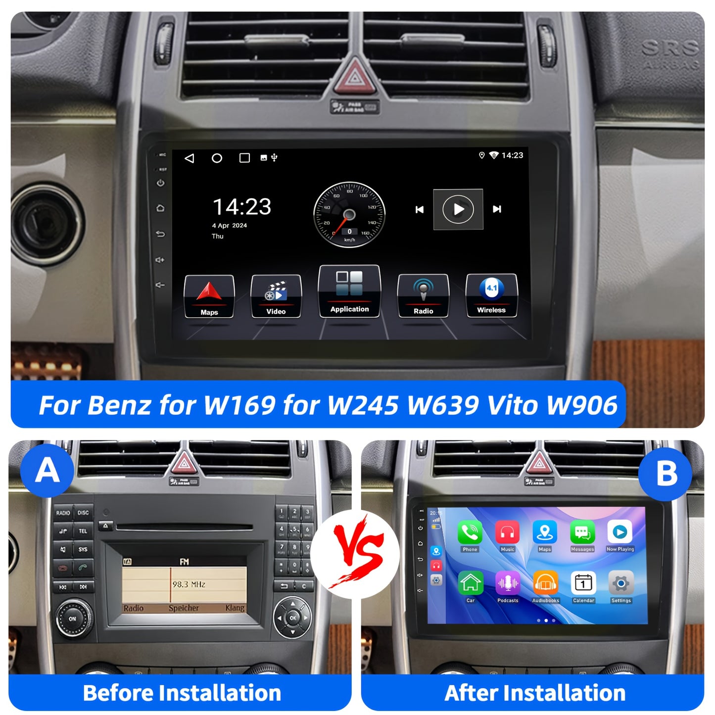 Multimedia Autostereo – Autoradio – Navigatiesysteem – Carplay Systeem – Android Auto Unit – 9 Inch IPS Touchscreen – Inclusief Microfoon, AHD Achteruitrijcamera