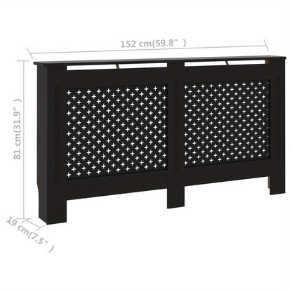 Radiatorombouw – Radiatorafdekking – Radiatorpaneel – Verwarmingsombouw – Radiatoromkasting – Mat Zwart MDF – 152 x 19 x 81,5 cm - QUORE