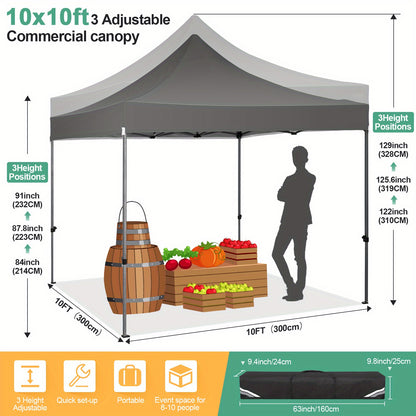 Pop-up Partytent 3×3 meter – Vouwtent – Eventtent – Marktstand – Tuinentent – Zwart – Waterdicht Met UPF 50+ – Inclusief 4 Zijwanden En Rollerbag
