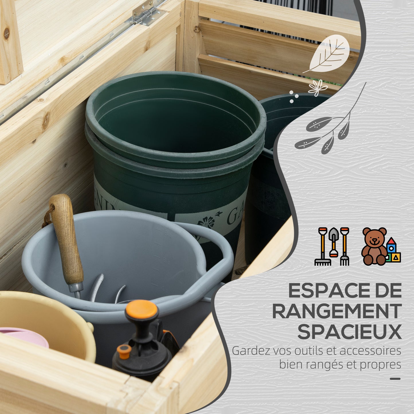 Houten Tuinbox – Opbergbox – Tuinkist – Buitenkist – Tuinberging – 155 Liter Inhoud – Gegalvaniseerd Metalen Deksel