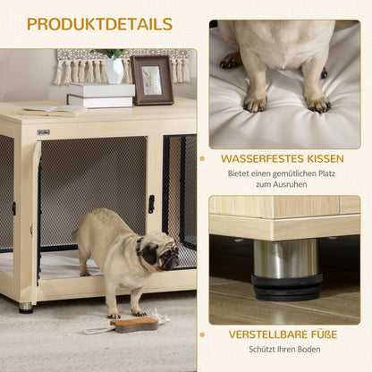 Hondenbench – Hondenkooi – Hondenhok – Hondenverblijf – Reisbench – Dubbele Deuren – Stevig Stalen Materiaal – 94x60x71,5 cm – Waterafstotend Kussen