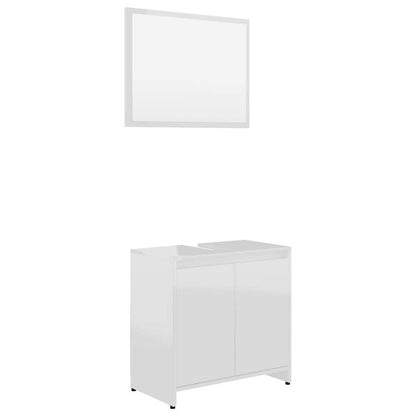 Badkamermeubel – Badmeubel – Wastafelmeubel – Badkamerkast – Wastafelonderkast – Hoogglans Wit – Ruimtebesparend Design – Hardhouten Constructie – Compact Met Spiegel En Opbergruimte