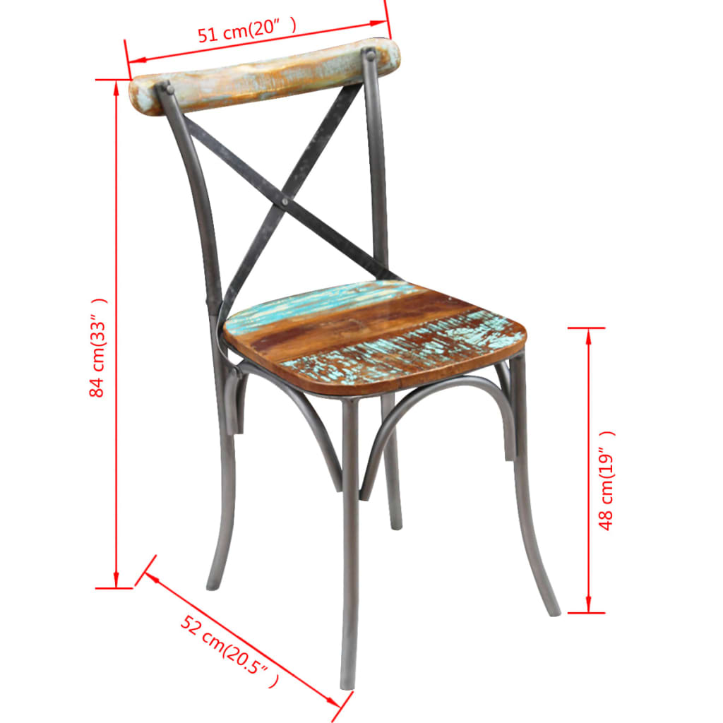 Eettafelstoel – Eetkamerstoel – Stoel – Kuipstoel – Meubel – Massief Mangohout – Zwart Stalen Frame – Handgemaakt – Duurzaam & Stevig