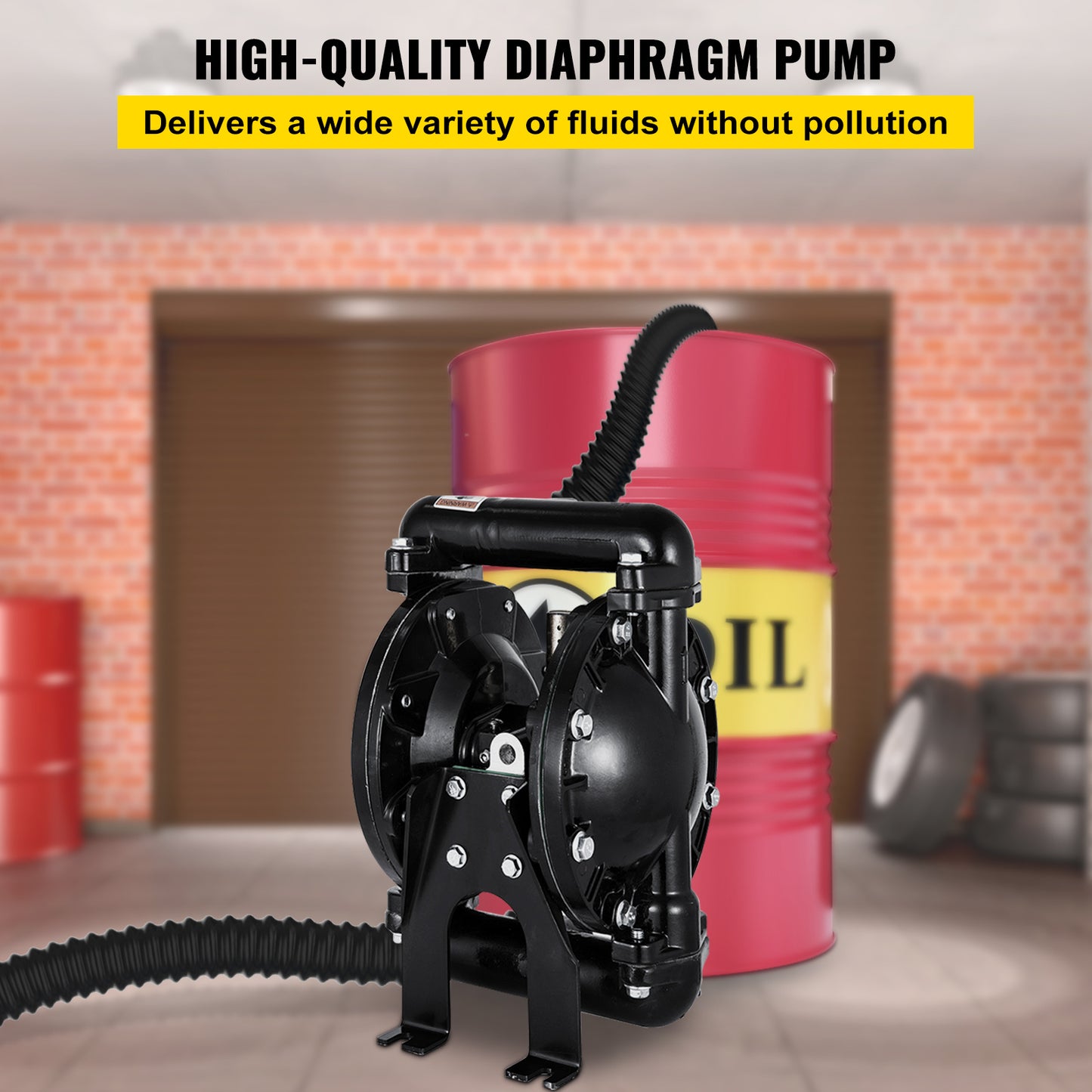 Vloeistofpomp – Dubbele Membraanpomp – Hevelpomp – Brandstofpomp – Waterpomp – Aluminium Behuizing – Max 35 GPM & 120 PSI – Nitrile Membranen