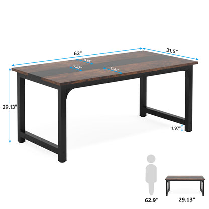 Bureau – Computertafel – Werkplek – Schrijftafel – Thuiskantoor – Ruim Werkblad 160x80 cm – Stabiel Metalen Onderstel Rustiek Zwart