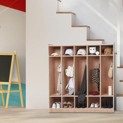 Large Entryway Storage Cabinet with 5 Large & 10 Small Compartments, Heavy-Duty Non-Wood Organizer with - Easy Assembly -Standing Coat Rack for Hallway, Foyer, Lobby - Compatible with most entryway layouts