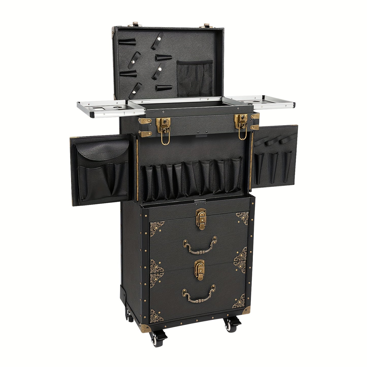 Make-up Trolley – Make-up Koffer – Beautycase – Visagie Koffer – Cosmetica Koffer – 3 Lades – Afsluitbaar Met Wielen – Zwart