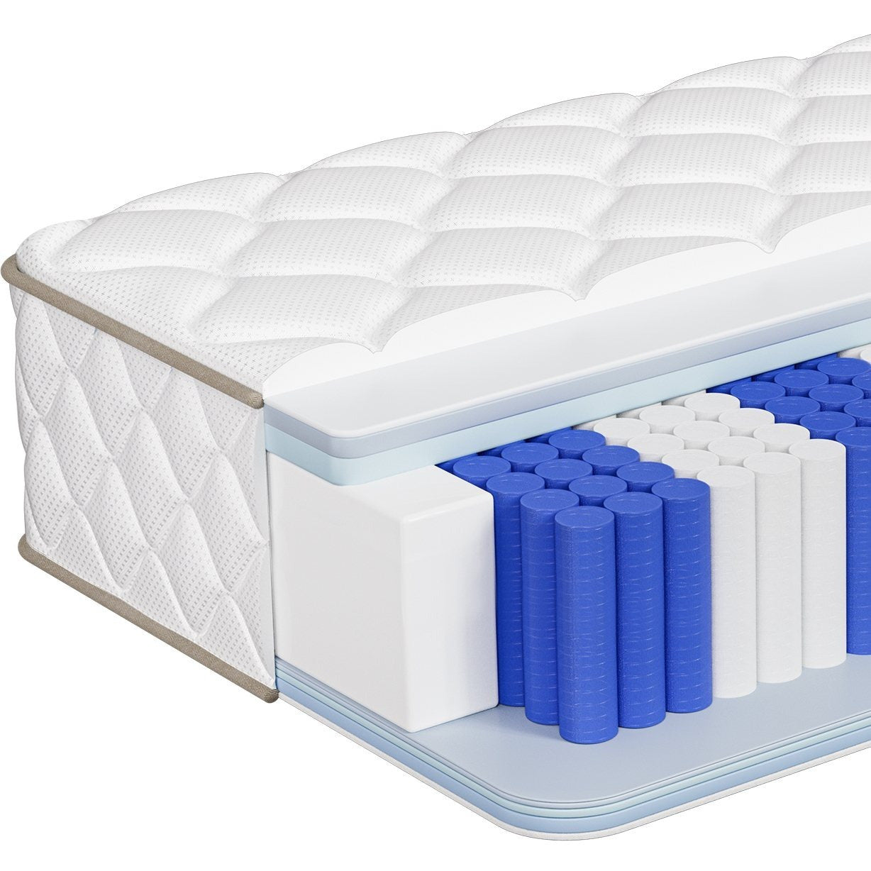 Mattress 90X200 Cm, Pocket Spring Mattress, 22 Cm Thick, 7-Zone Design, Including Free Mattress Topper, Quiet Pocket Springs, Noise-Reducing And Without Disturbance.